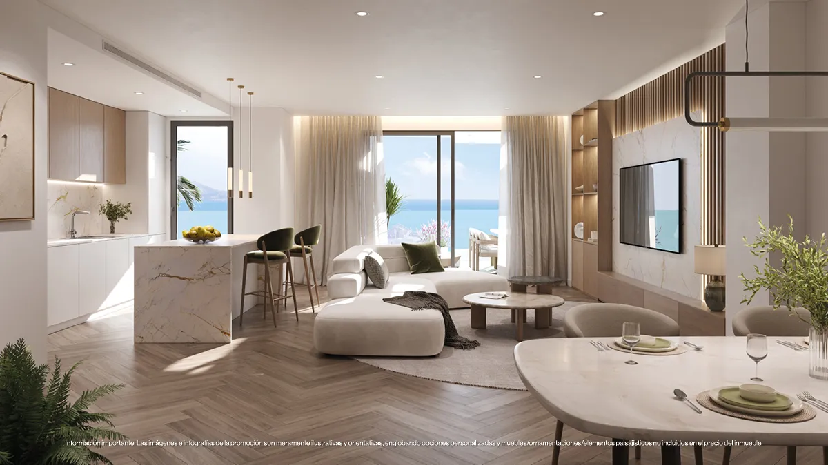 Magna open-plan living room with sea view
